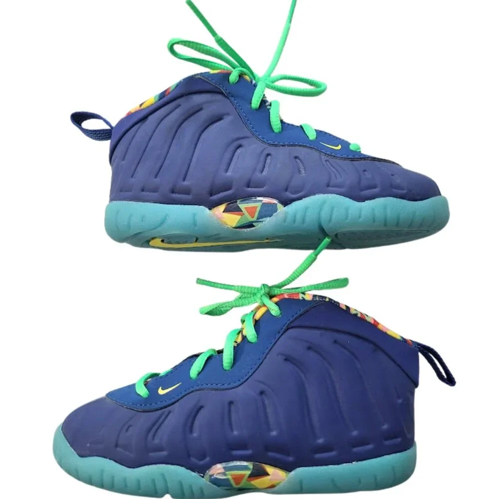 NIKE Blue Multi-Colored Little Posite One “Kaleidoscope” Shoes Toddler Boy's 8C